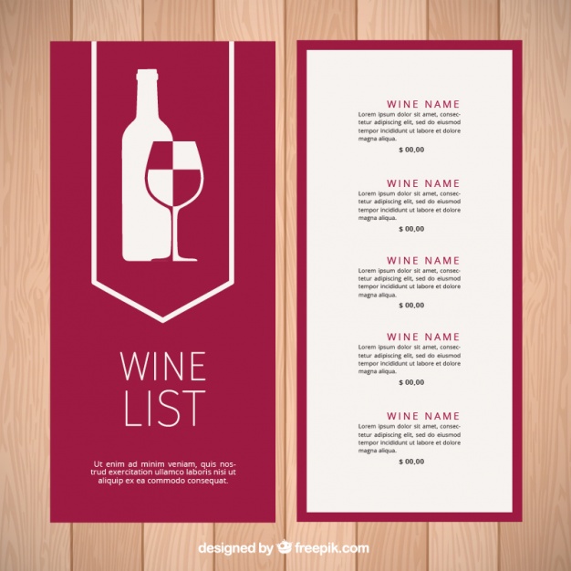 wine list template