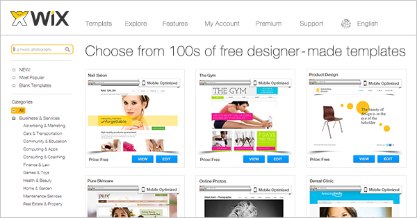 wix websites templates