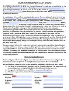 word forms template personal guarantee for commercial lease agreement