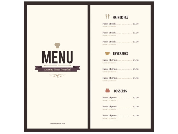 word menu template