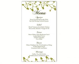 word menu template wedding menu template diy menu card template editable text word file instant download green menu heart menu template printable menu xinch