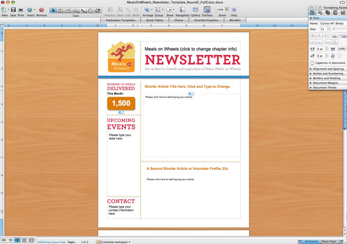 word newsletter template