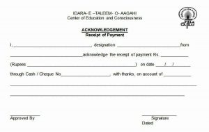 word receipt template acknowledgement of payment receipt