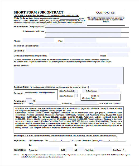 work contract template