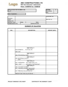 work estimate template payment application construction format