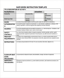 work instruction template safe work instruction template