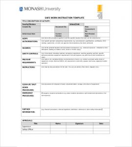 work instruction template safe work instruction template pdf format