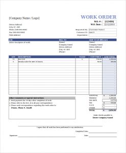 work order template free work order template excel