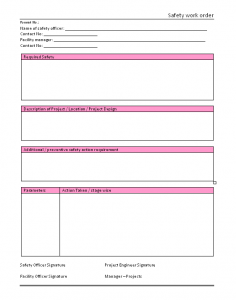 work order template word safety workorder