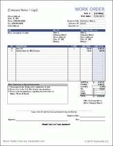 work order template work order form