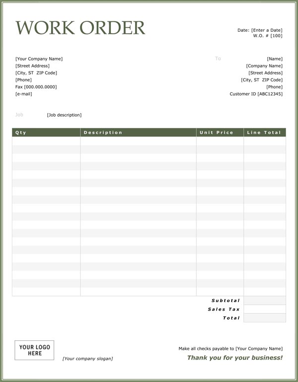 work-order-template-template-business