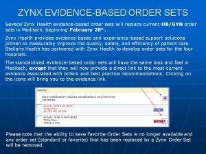 work order templates lhc zynx evidence based order sets