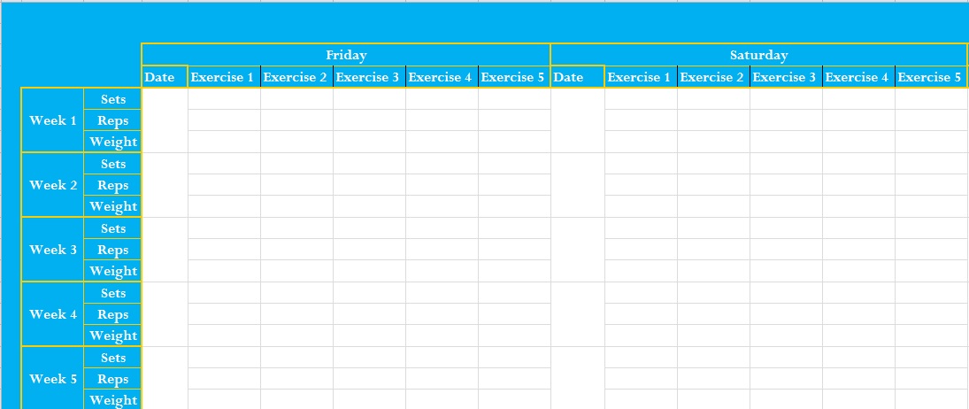 How To Create A Workout Log In Excel