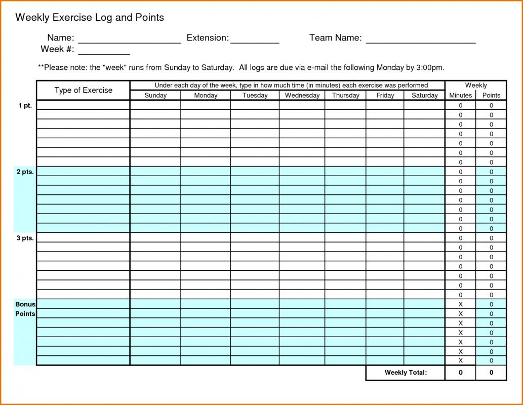 Training Log Template Excel