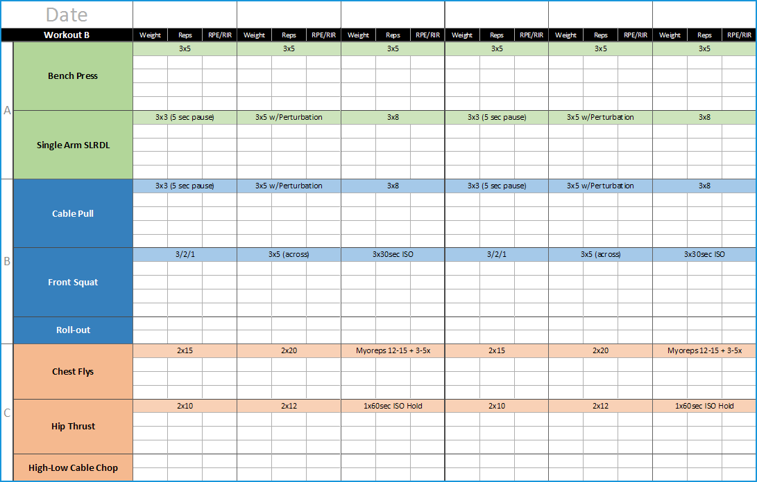 workout program template