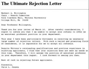 writing a letter of intrest rejectionletter