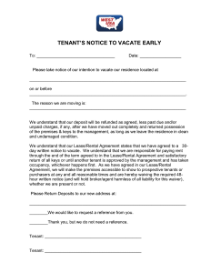 written notice to vacate notice of intent to vacate early