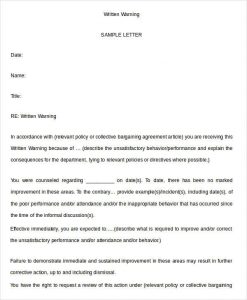 written warning template written warning template free